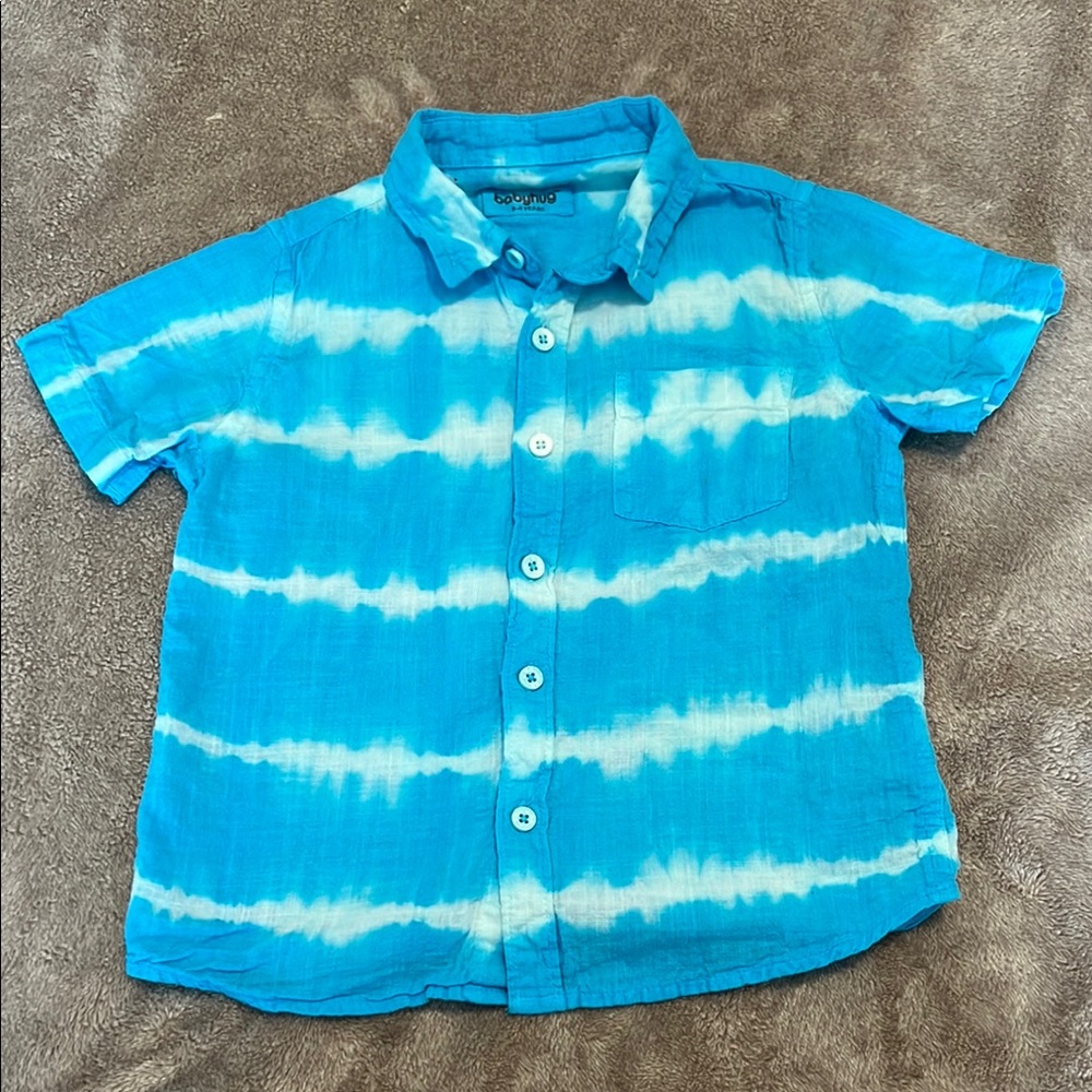 Blue and White Tie-Dye Button Down Shirt